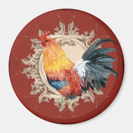 Aimant Style vintage Pays Français Rustique Barne Rooster (Devant)