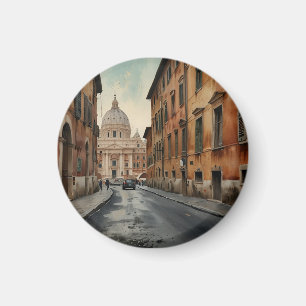 Aimant Style Vintage Rome Voyage Aquarelle Italienne