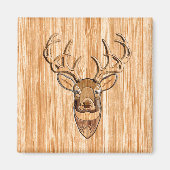 Aimant Style White Tail Deer Head Light Wood Grain Déco (Devant)
