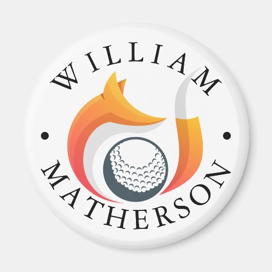 Aimant Stylish Fox Custom Name Golf Ball Marker (Devant)
