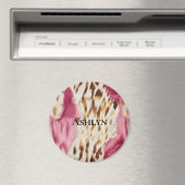 Aimant Stylish Girly Rose White Gold Zebra (In Situ (Lave-vaisselle))