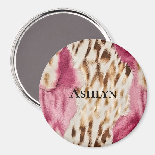 Aimant Stylish Girly Rose White Gold Zebra (Recto/Verso)