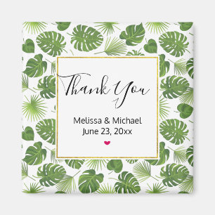 Aimant Stylish Green Tropical Leaves Pattern Wedding
