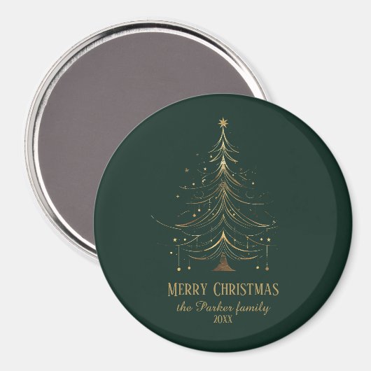 Aimant Stylized Christmas Tree in Gold on Dark Background (Recto/Verso)