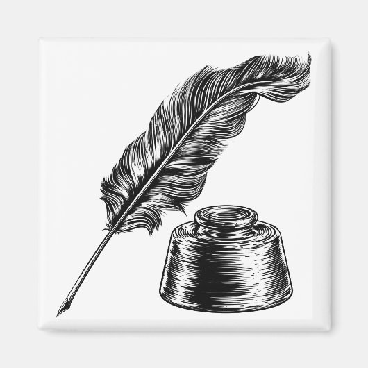 Aimant Stylo en plume et puits d'encre (Devant)
