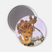 Aimant Stylo Lady Head Vase Boucles Spirales Robe Florale (Recto/Verso)