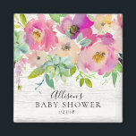 Aimant Succulents rustiques Douche Florale Favoriser l'ai<br><div class="desc">Beau baby shower de fleurs violettes et roses.. Objets correspondants disponibles dans notre boutique.</div>