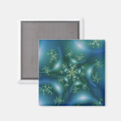 Aimant Sucré | Art fractal bleu et vert (Recto/Verso)