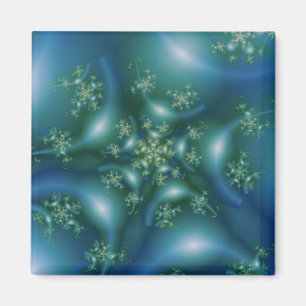 Aimant Sucré Art fractal bleu et vert