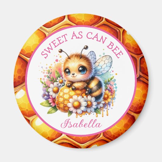 Aimant Sucré comme il peut être | Abeille de miel et fleu (Devant)