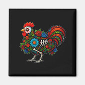Aimant Sugar Skull Chicken Dia De Muertos Halloween Day O (Devant)