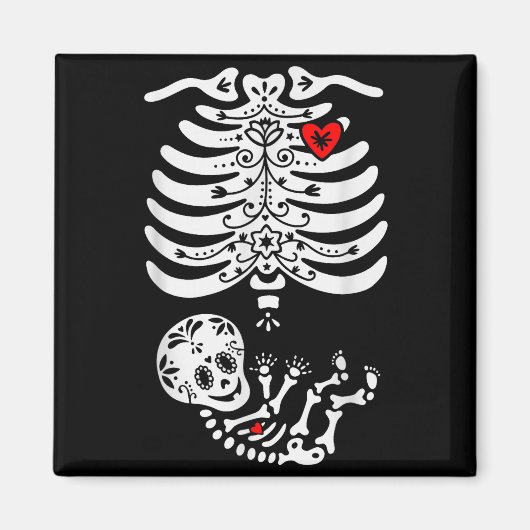 Aimant Sugar Skull Skeleton Halloween Pregnancy Annouceme (Devant)