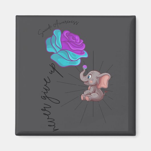 Aimant Suicide Awareness Flower Elephant Ribbon Graphic  (Devant)