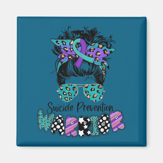 Aimant Suicide Awareness Shirt Messy Bun Hair Suicide Pre (Devant)