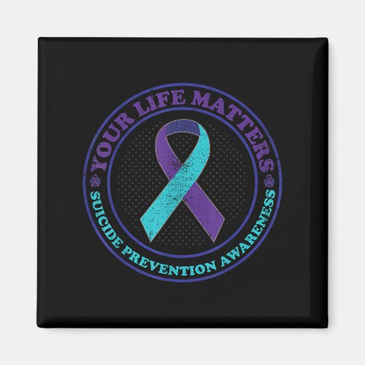 Aimant Suicide Prevention Awareness Teal &amp; Purple Rib (Devant)