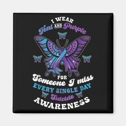 Aimant Suicide Prevention Wear Teal Purple Someone I Miss (Devant)