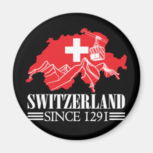 Aimant Suisse Carte depuis 1291 Montagnes Drapeau Suisse