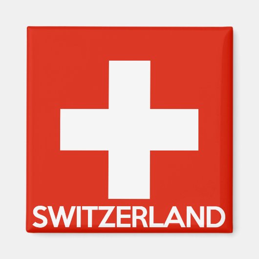 Aimant Suisse symbole du pavillon nom du pays texte suiss (Devant)