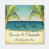 Aimant Summer Beach et Palm Trees Mariage Sauvez la date (Devant)