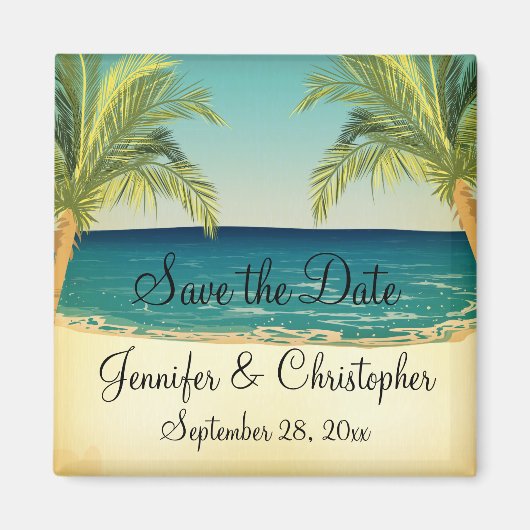 Aimant Summer Beach et Palm Trees Mariage Sauvez la date (Devant)
