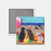 Aimant Summer Breeze Labradors Peinture (Recto/Verso)