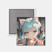 Aimant summer cat girl (Recto/Verso)