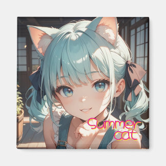 Aimant summer cat girl