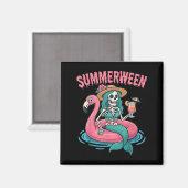 Aimant Summerween Mermaid Skeleton Beach Flamant rose Hal (Recto/Verso)