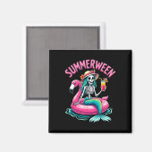 Aimant Summerween Mermaid Skeleton Beach Flamant rose Hal (Recto/Verso)