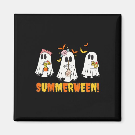 Aimant Summerween Skeleton Ghost Beach Party Halloween Vi (Devant)
