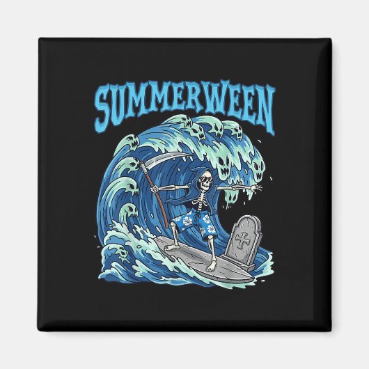 Aimant Summerween Skeleton Surf Grim Reaper Plage Éffraya (Devant)