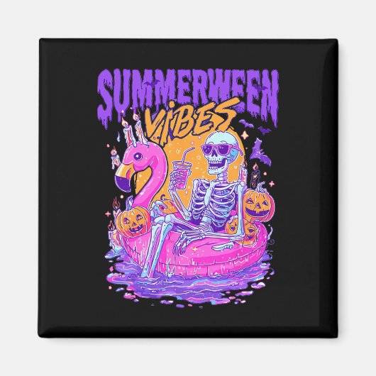 Aimant Summerween Squelette Éffrayant Summer Beach Skelly (Devant)