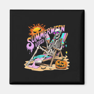 Aimant Summerween Vibes Skeleton Citrouille Vacances Éffr