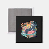 Aimant Summerween Vibes Skeleton Flamant rose Flotte été (Recto/Verso)