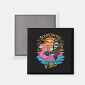 Aimant Summerween Vibes Skeleton Flamant rose Hallowee Éf (Recto/Verso)