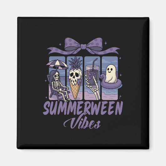 Aimant Summerween Vibes Skeleton Ghost Beach Party Hallow (Devant)