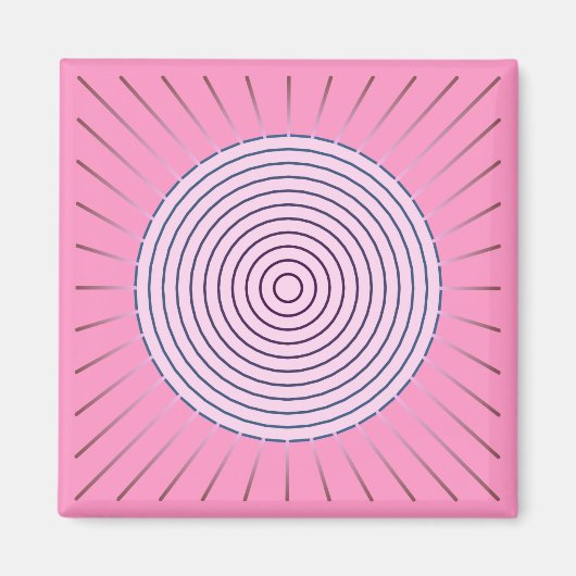 Aimant Sunburst géométrique moderne - Nuances de rose (Devant)