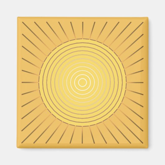 Aimant Sunburst géométrique moderne - Or de moutarde / Ja (Devant)