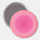 Aimant Sunburst géométrique moderne - Tons de Coral rose (Recto/Verso)