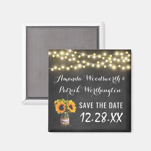 Aimant Sunflower Chalkboard Pays Rustique Enregistrer la  (Recto/Verso)