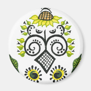 Aimant Sunflower Folk Motif par Alexandra Cook