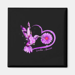 Aimant Sunflower Heart Purple Ribbon Sensibilisation à la