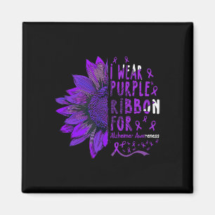 Aimant Sunflower I Wear Purple Ribbon pour Alzheimer Awar