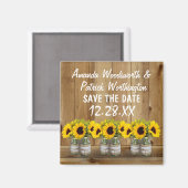 Aimant Sunflower Mason Jar Burlap et dentelle Enregistrer (Recto/Verso)