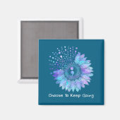 Aimant Sunflower Teal Purple Ribbon Suicide Prevention Aw (Recto/Verso)