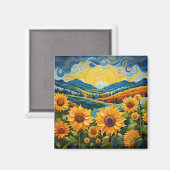Aimant Sunflowers Sunrise Abstraite Nature Illustration (Recto/Verso)