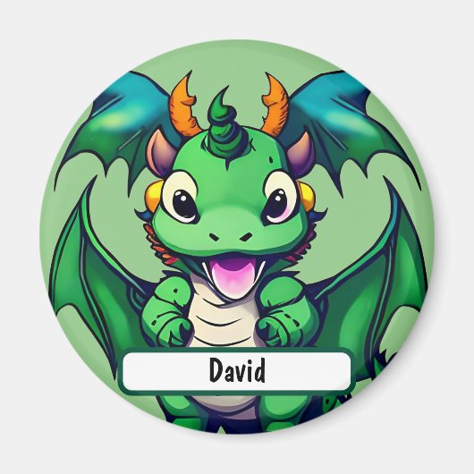 Aimant Sunny Le Dragon Amical Avec Nametag Personnalisé (Devant)
