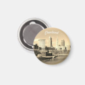 Aimant Sunny Sepia River View Cleveland  (Recto/Verso)