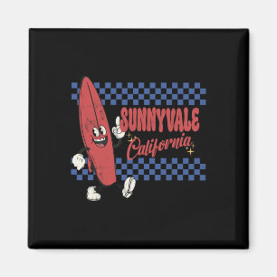 Aimant Sunnyvale Californie Rétro Surfeur Plage Vintage