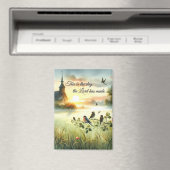 Aimant Sunrise Church with Birds in Misty Meadow (In Situ (Lave-vaisselle))